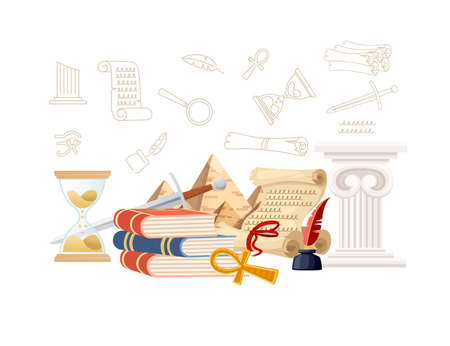 History science courses online education concept or school lesson vector illustration on white backgroundのイラスト素材