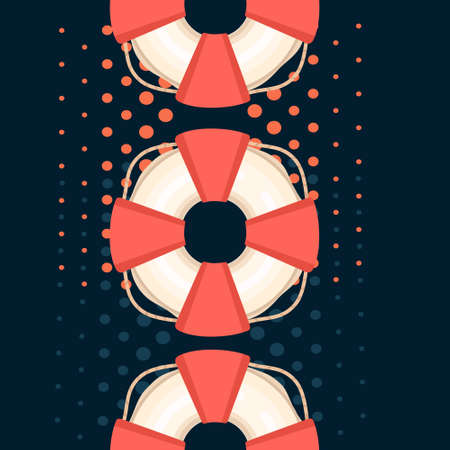 Seamless pattern of red swimming circle vector illustration on dark background