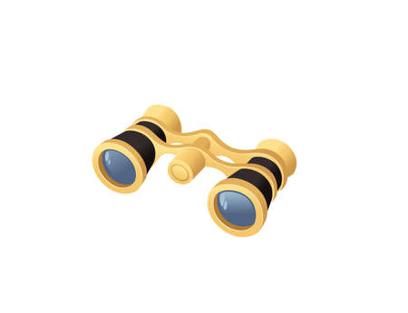 Professional optical device golden colored classic opera binoculars vector illustration isolated on white background.のイラスト素材
