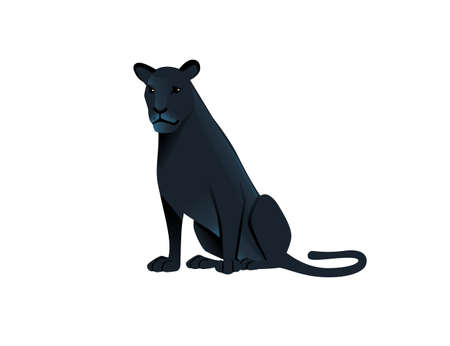 Black panther wild big cat african jungle hunter cartoon animal design vector illustration on white background.のイラスト素材