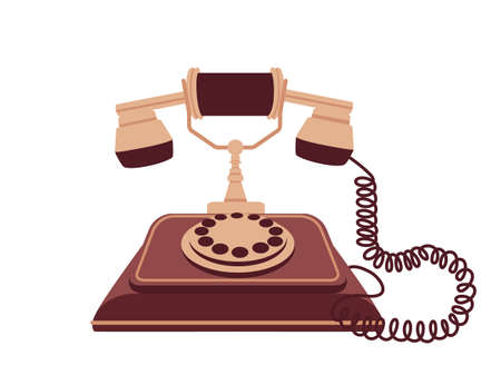 Retro home telephone red color vector illustration on white backgroundのイラスト素材