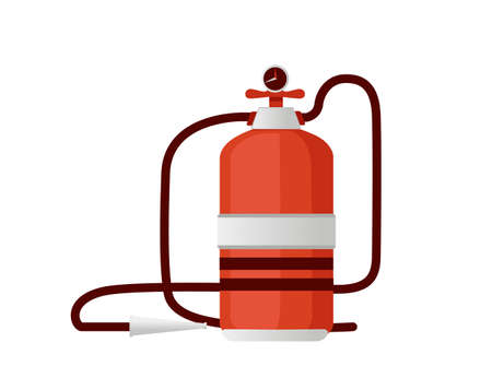 Red fire extinguisher with pressure sensor vector illustration on white background