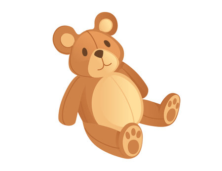 Teddy bear brown color cartoon soft toy vector illustration isolated on white background.のイラスト素材