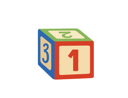 Colored children cube with numbers vector illustration isolated on white background.のイラスト素材