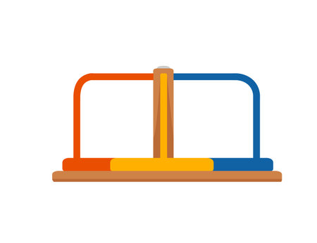 Colored rotating carousel rotating roundabout playground equipment vector illustration isolated on white background.のイラスト素材