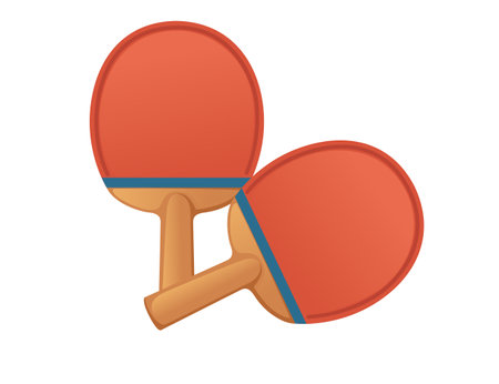 Red wooden  paddles table tennis rackets sport equipment vector illustration isolated on white background.のイラスト素材