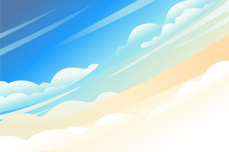 Dawn sky with clounds background daytime vector wide horizontal illustration.のイラスト素材