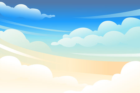 Dawn sky with clounds background daytime vector wide horizontal illustration.のイラスト素材