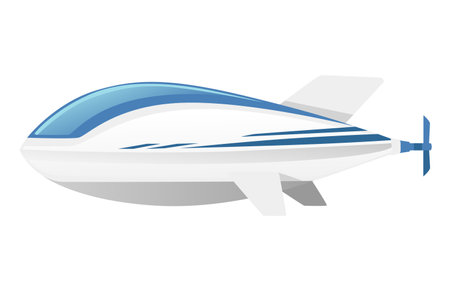 Commercial airship white color rigid airship vector illustration isolated on white background.のイラスト素材