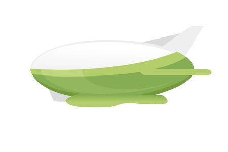 Commercial airship green color rigid airship vector illustration isolated on white background.のイラスト素材