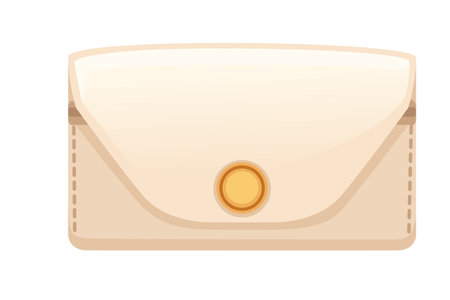 Beige leather wallet with golden clip classical vintage design vector illustration isolated on white background.のイラスト素材