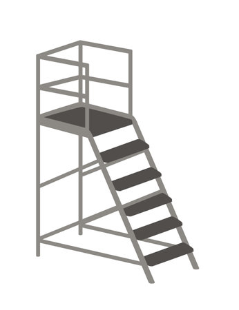 Steel portable ladder household equipment vector illustration isolated on white background.のイラスト素材