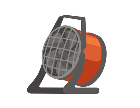 Domestic portable air heater with fan and ceramic heater element vector illustration isolated on white background.のイラスト素材