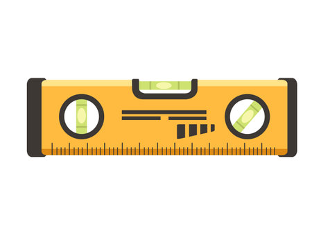 Yellow color metal spirit level vector illustration isolated on white background.