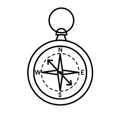 Line style single camping compass vector illustration isolated on white background.のイラスト素材