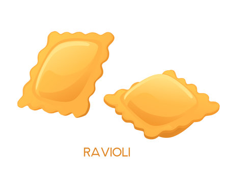 Uncooked italian pasta ravioli cuisine staples vector illustration isolated on white backgroundのイラスト素材