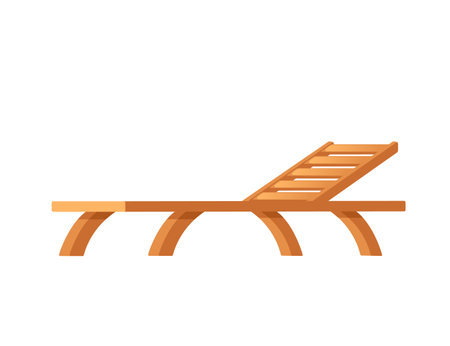Beach wooden lounger summer sunbed vector illustration isolated on white background.のイラスト素材