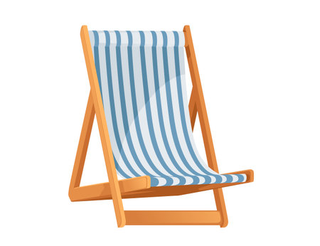 Wooden chaise lounge summer beach furniture vector illustration isolated on white background.のイラスト素材