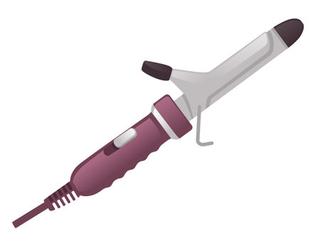 Hair curler tool curling iron with cord vector illustration isolated on white background.のイラスト素材