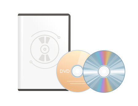 DVD or CD disc with plastic box digital technology data storage vector illustration isolated on white background.のイラスト素材