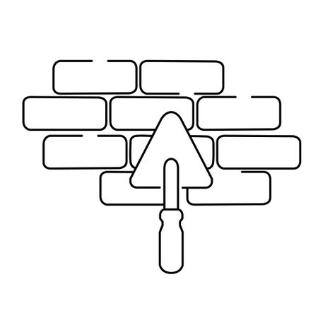 Putty knife with brickwork outline design vector illustration on white background.のイラスト素材
