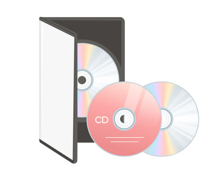 DVD or CD disc with plastic box digital technology data storage vector illustration isolated on white background.のイラスト素材