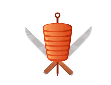 Kebab grill meat with skewer and knives  design vector illustration on white background.のイラスト素材