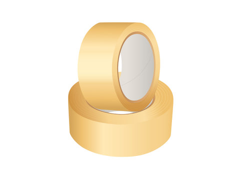 Yellow scotch adhesive tape vector illustration isolated on white background.のイラスト素材