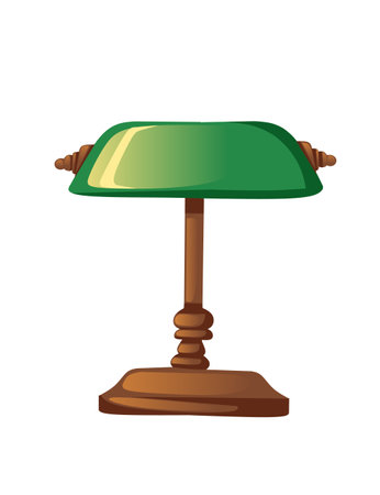 Classic style retro desk lamp vector illustration isolated on white background.のイラスト素材