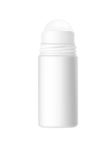 Blank template of roll on antiperspirant deodorant plastic package of cosmetic mock up vector illustration isolated on white background.のイラスト素材