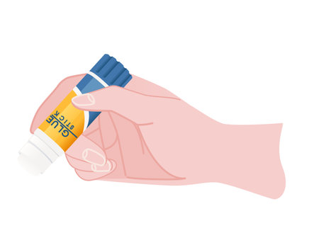 Hand hold glue stick vector illustration isolated on white background.のイラスト素材