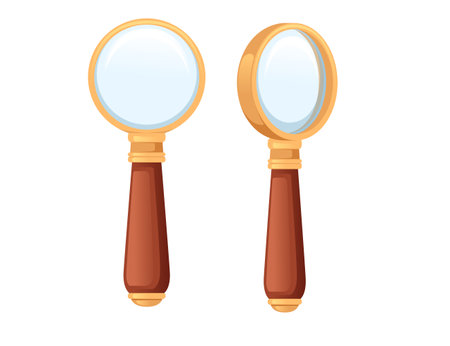 Magnifying glass with wooden handle vector illustration isolated on white background.のイラスト素材