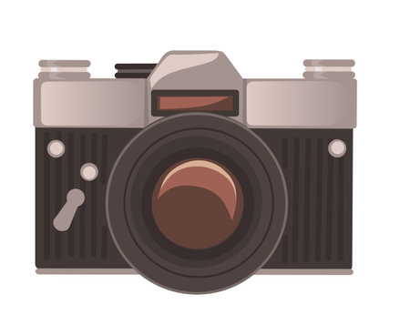 Retro vintage camera vector illustration isolated on white background.のイラスト素材