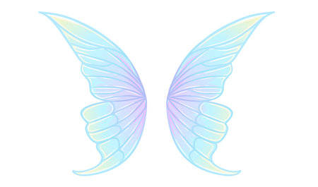 Magic beautiful fairy wings cartoon style vector illustration isolated on white background.のイラスト素材