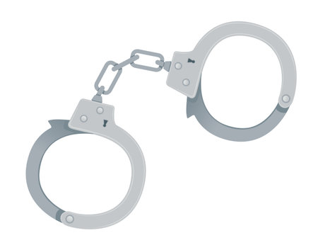 Steel classic handcuffs simple special equipment for arresting vector illustration isolated on white background.のイラスト素材