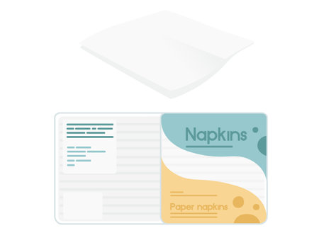 White paper napkin in sterile packaging vector illustration isolated on white background.のイラスト素材
