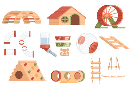 Set of items for pet care vector illustration isolated on white background.のイラスト素材