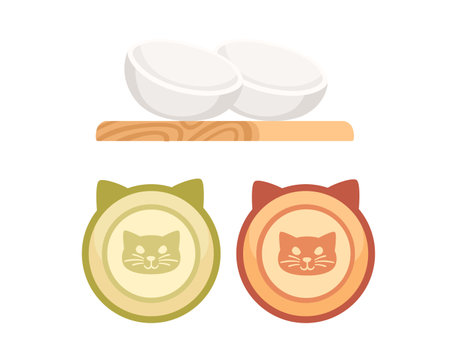 Cute animal plates with ears and cat icon vector illustration isolated on white background.のイラスト素材