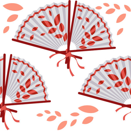 Seamless pattern classic asian style hand fan vector illustration.のイラスト素材