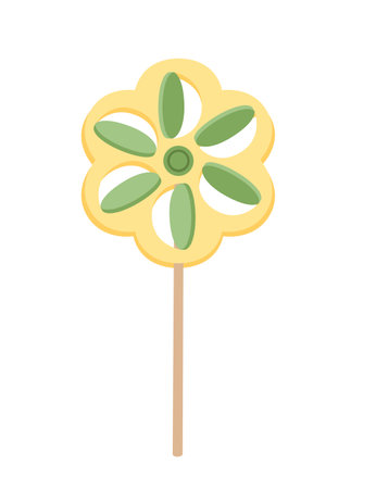 Colorful pinwheel simple hand toy with wind fan vector illustration isolated on white backgorund.のイラスト素材