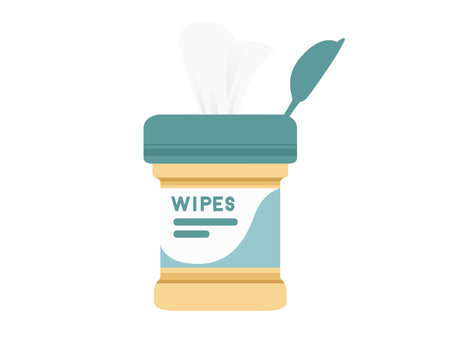 Wet cleaning wipes in plastic jar vector illustration isolated on white background.のイラスト素材