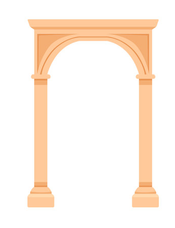 Architecture arch with columns ancient pillars ornament vector illustration isolated on white background.のイラスト素材