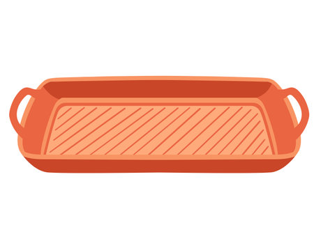 Empty meal tray made from red color plastic with handles vector illustration isolated on white background.のイラスト素材