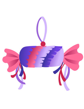 Colorful candy shaped pinata tradition carnival toy vector illustration isolated on white background.のイラスト素材