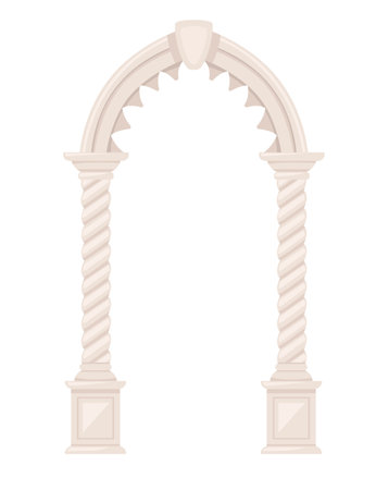 Architecture arch with columns ancient pillars ornament vector illustration isolated on white background.のイラスト素材