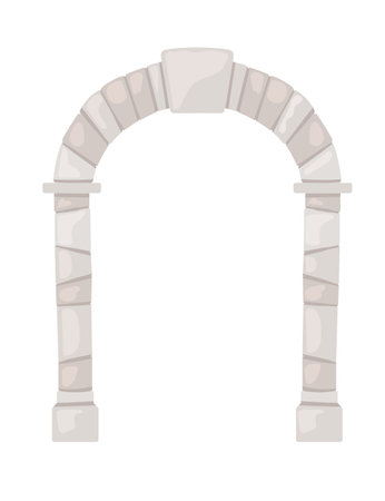 Architecture arch with columns ancient pillars ornament vector illustration isolated on white background.のイラスト素材