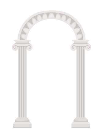 Architecture arch with columns ancient pillars ornament vector illustration isolated on white background.のイラスト素材