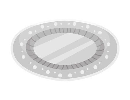 Empty meal tray made from steel or silver without handles vector illustration isolated on white background.のイラスト素材