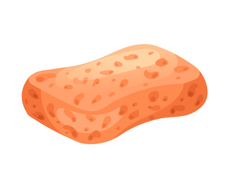 Soft orange bath sponge hygiene washing tool vector illustration isolated on white background.のイラスト素材