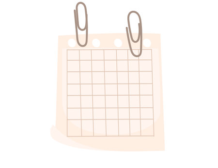 Beige color note paper with clip remember page vector illustration isolated on white background.のイラスト素材